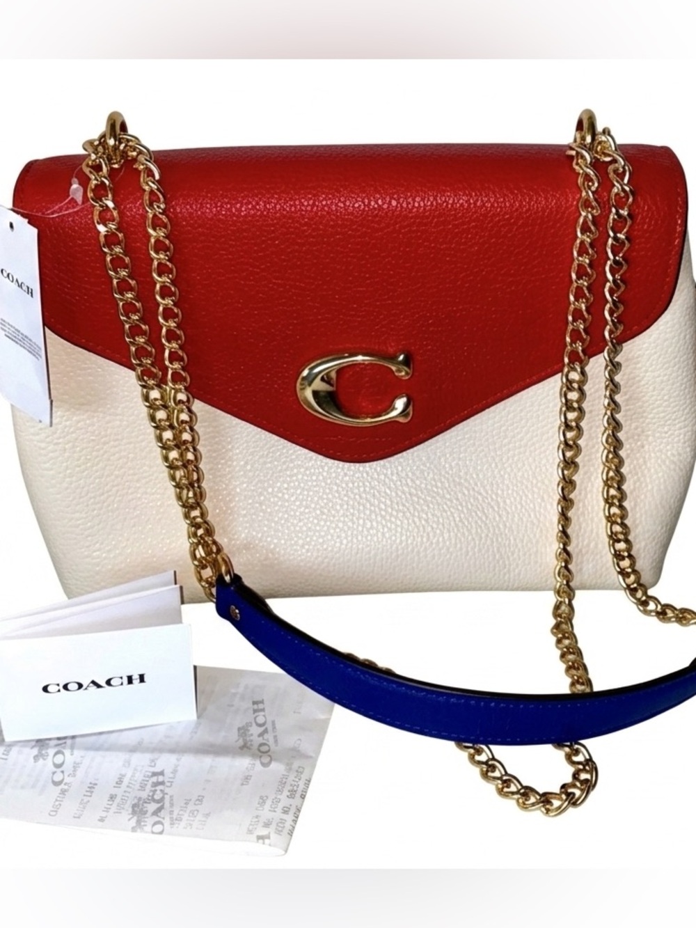 NWT Coach Red and White Leather Crossbody Bag